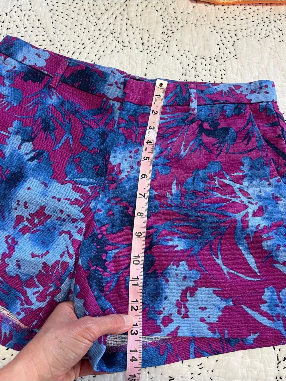 Banana Republic Textured Painted Floral Shorts Size 8 Cotton Preppy Classic